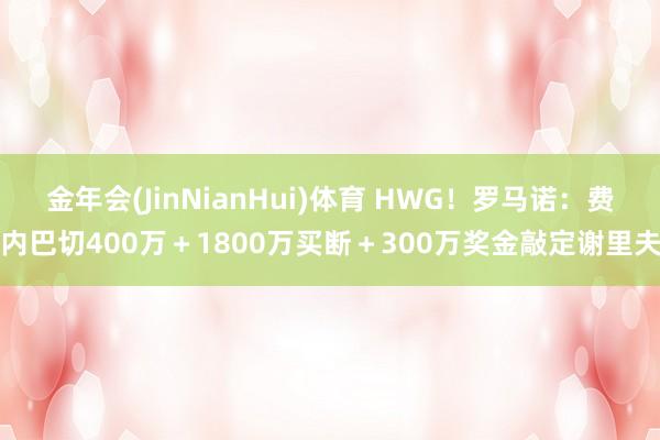 金年会(JinNianHui)体育 HWG！罗马诺：费内巴切400万＋1800万买断＋300万奖金敲定谢里夫