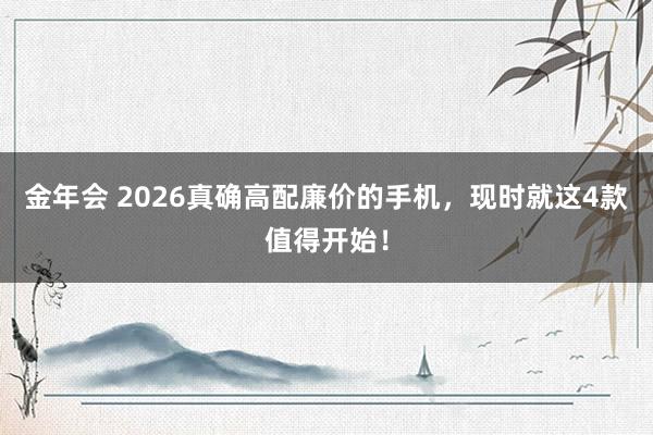 金年会 2026真确高配廉价的手机，现时就这4款值得开始！