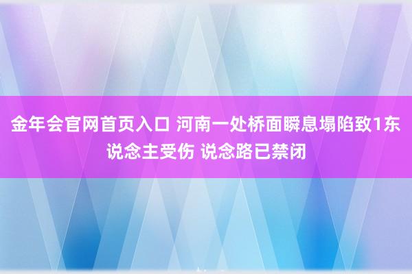 金年会官网首页入口 河南一处桥面瞬息塌陷致1东说念主受伤 说念路已禁闭