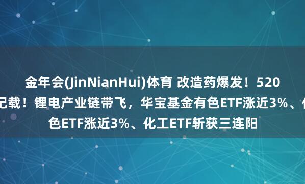 金年会(JinNianHui)体育 改造药爆发！520880飙涨5.51%创记载！锂电产业链带飞，华宝基金有色ETF涨近3%、化工ETF斩获三连阳