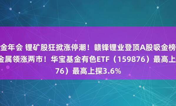 金年会 锂矿股狂掀涨停潮！赣锋锂业登顶A股吸金榜，动力金属领涨两市！华宝基金有色ETF（159876）最高上探3.6%