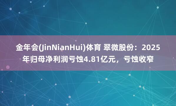 金年会(JinNianHui)体育 翠微股份：2025年归母净利润亏蚀4.81亿元，亏蚀收窄