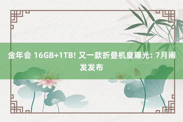 金年会 16GB+1TB! 又一款折叠机皇曝光: 7月阐发发布