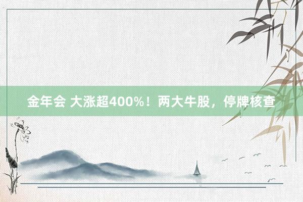 金年会 大涨超400%！两大牛股，停牌核查