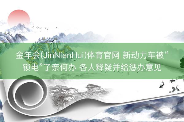 金年会(JinNianHui)体育官网 新动力车被“锁电”了奈何办 各人释疑并给惩办意见