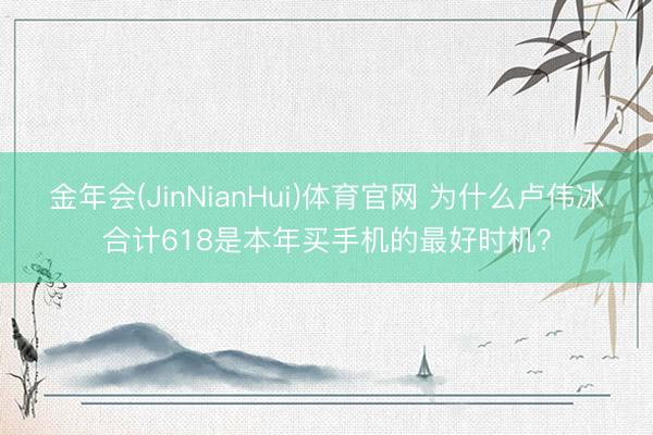 金年会(JinNianHui)体育官网 为什么卢伟冰合计618是本年买手机的最好时机？