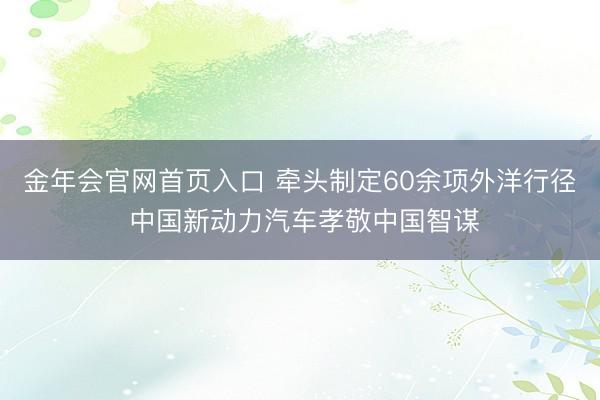 金年会官网首页入口 牵头制定60余项外洋行径 中国新动力汽车孝敬中国智谋