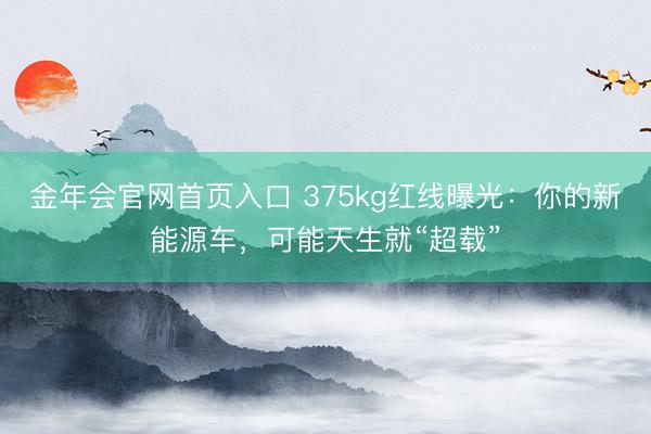 金年会官网首页入口 375kg红线曝光：你的新能源车，可能天生就“超载”