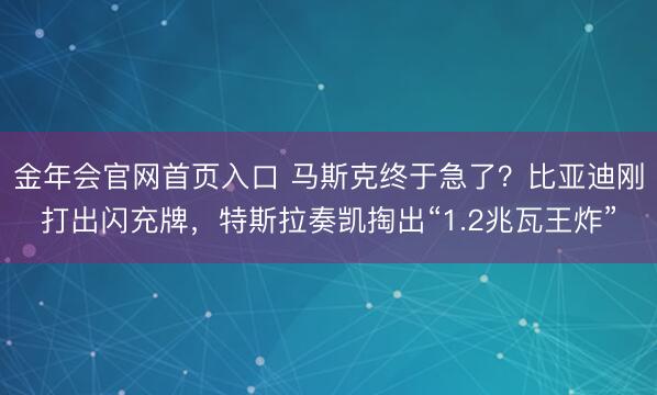 金年会官网首页入口 马斯克终于急了？比亚迪刚打出闪充牌，特斯拉奏凯掏出“1.2兆瓦王炸”