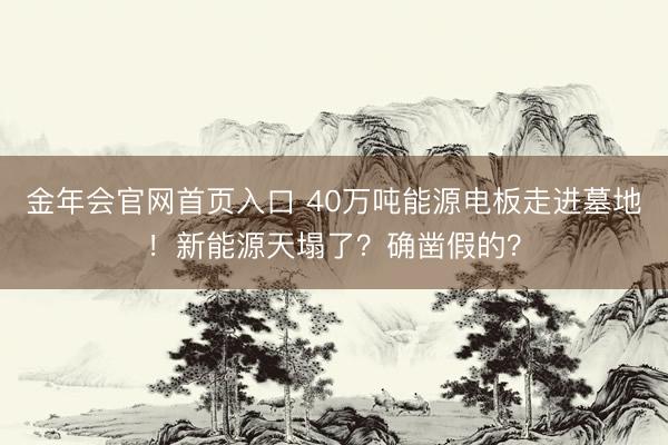 金年会官网首页入口 40万吨能源电板走进墓地！新能源天塌了？确凿假的？