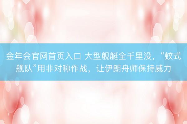 金年会官网首页入口 大型舰艇全千里没，“蚊式舰队”用非对称作战，让伊朗舟师保持威力